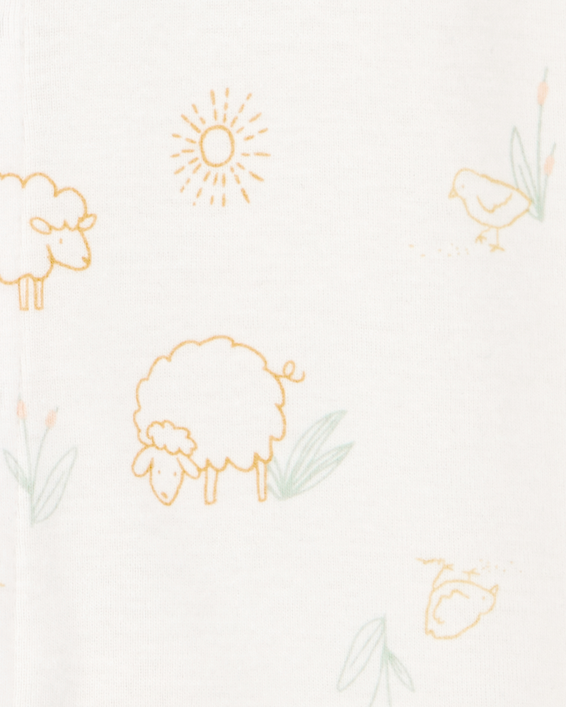 Baby Girl 3-Piece Barnyard Converter Gown & Cap Set - Ivory, image 3 of 4 slides