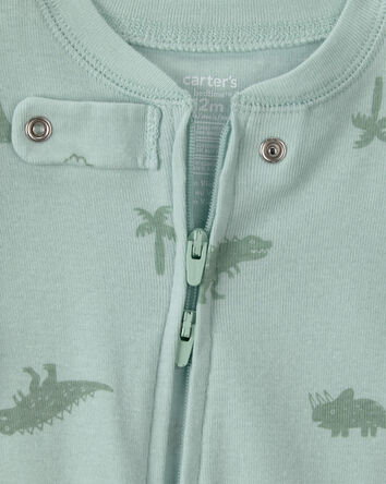 Baby Dinosaur 100% Cotton Snug Fit 1-Piece Pyjama Set - Green, 