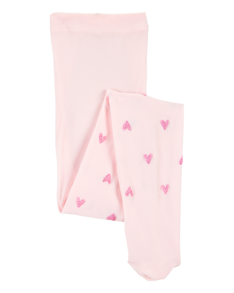 Toddler Girl Heart Tights - Pink, image 1 of 2 slides