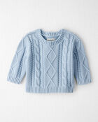 Baby Organic Cotton Cable Knit Sweater, image 1 of 4 slides