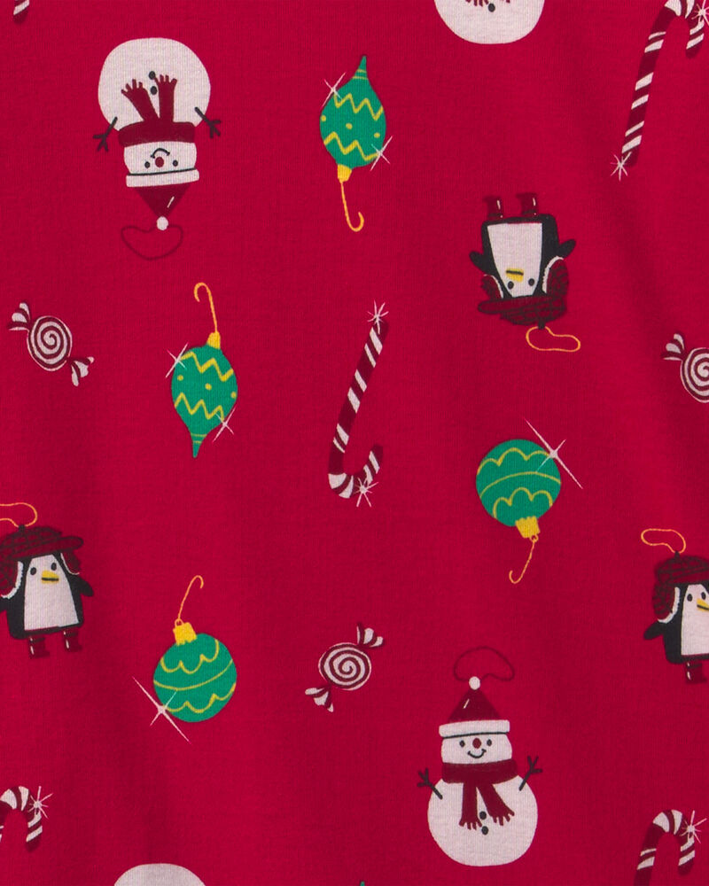 Jeune - Pyjama ajust&eacute; 2 pi&egrave;ces &agrave; motif pingouins et No&euml;l &ndash; Rouge, image 2 sur 2 diapositives