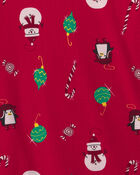 Jeune - Pyjama ajust&eacute; 2 pi&egrave;ces &agrave; motif pingouins et No&euml;l &ndash; Rouge, image 2 sur 2 diapositives