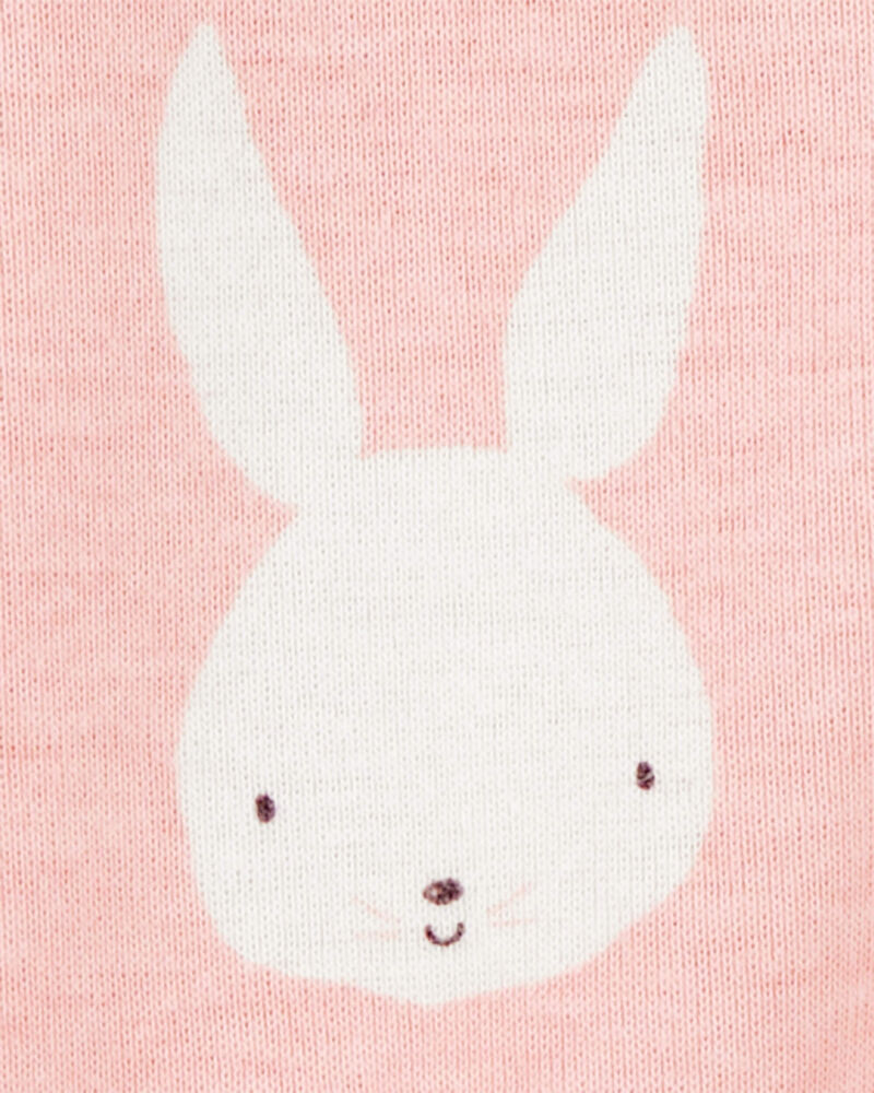 Baby Bunny 2-Way Zip Cotton Sleeper Pyjamas - Pink, image 2 of 3 slides