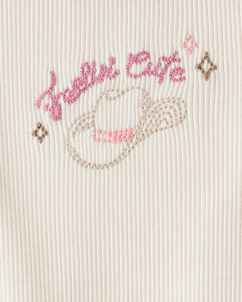 Baby Girl Cowgirl Hat Cotton Short-Sleeve Top - Ivory, image 3 of 4 slides