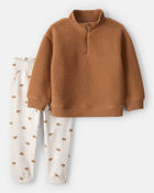 Toddler Boy 2-Piece Teddy Pullover and Joggers Set, image 1 of 5 slides