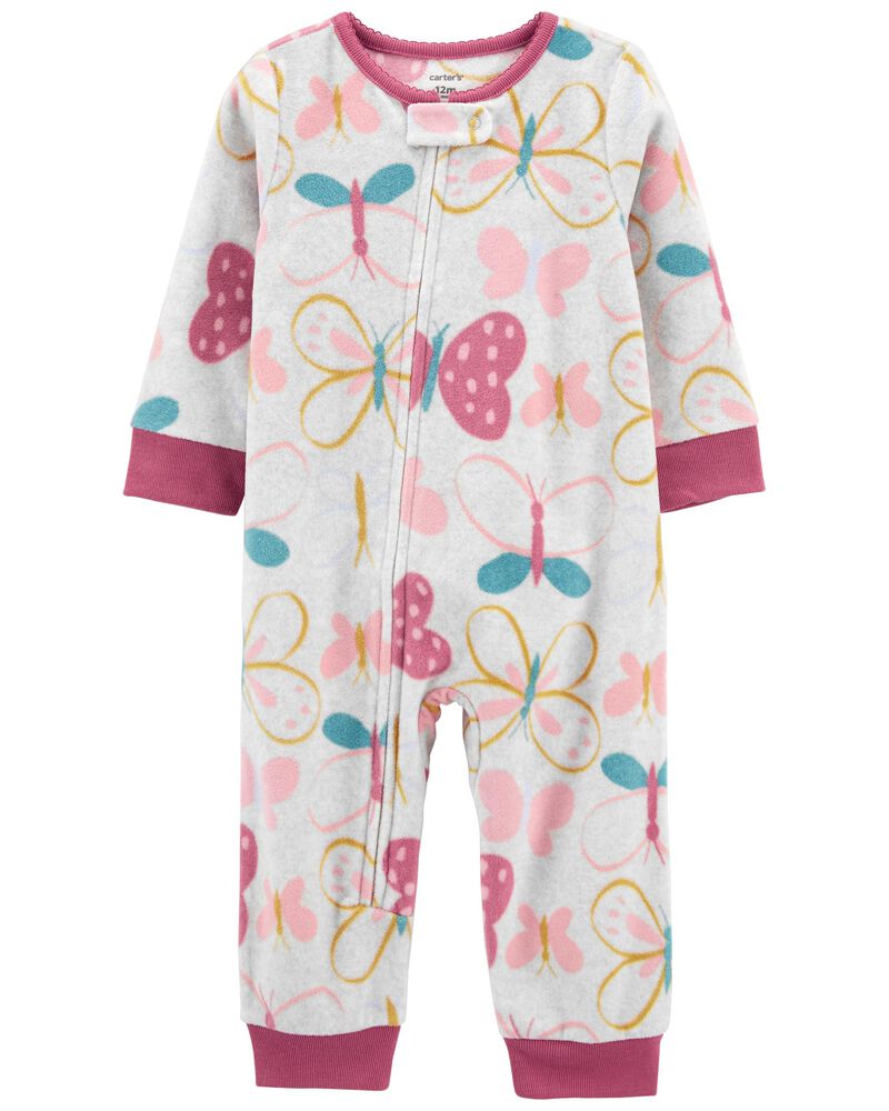 Multi 1-Piece Butterfly Fleece Footless Pyjamas