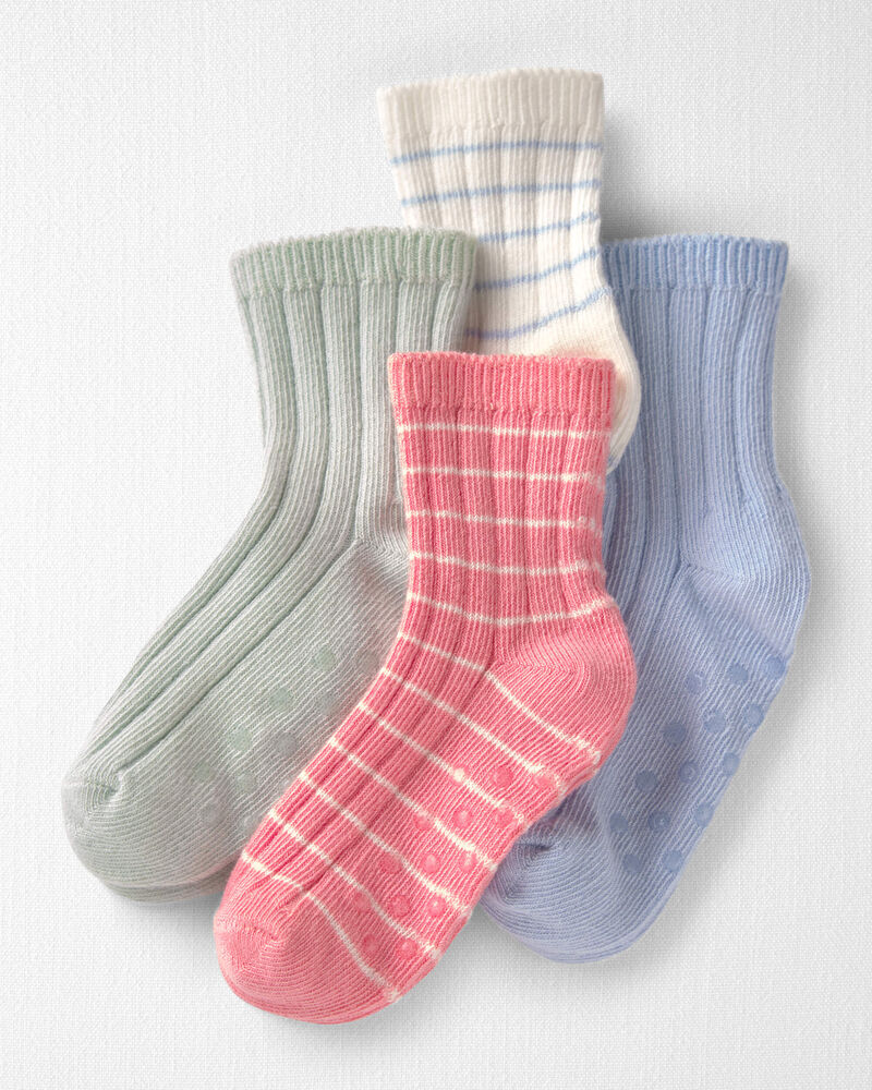 Toddler 4-Pack Slip Resistant Socks Made with Organic Cotton, image 1 of 3 slides