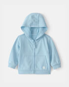 Baby French Terry Zip-Up Hoodie - Blue, image 1 of 4 slides