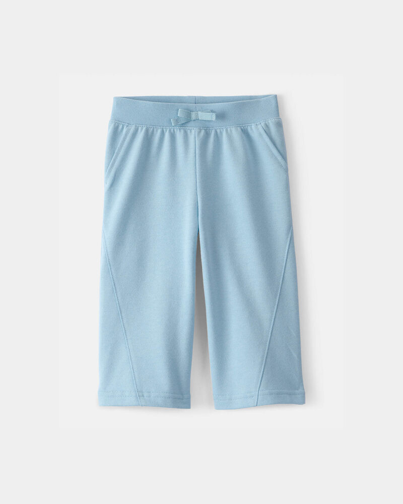 Baby Girl French Terry Wide-Leg Active Pants - Blue, image 1 of 4 slides
