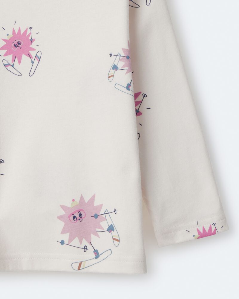 Toddler Girl Skiing Abstract Long-Sleeve Relaxed Graphic Top - Cream, image 6 of 6 slides