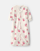 Baby Girl Floral Fleece Loose Fit Wearable Blanket - Cream, image 1 of 5 slides