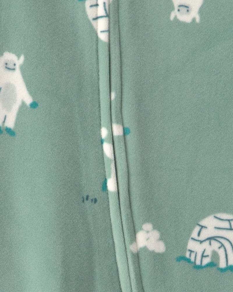Baby Boy Yeti Fleece 2-Way Zip Sleep & Play Pyjamas - Green, image 4 of 5 slides
