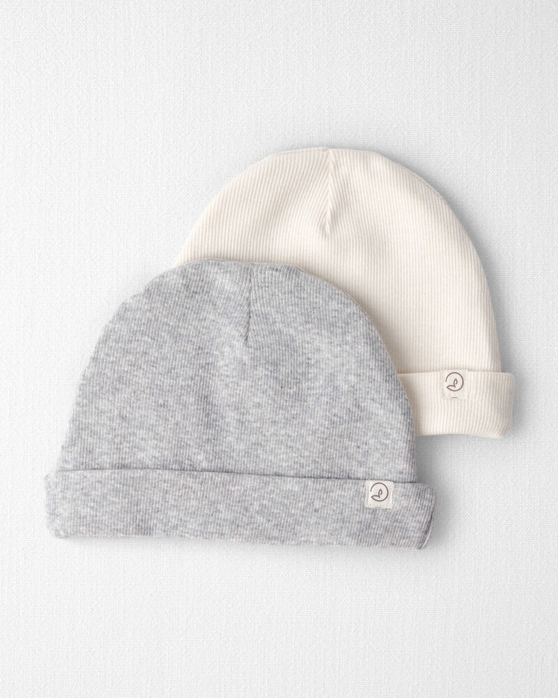Baby 2-Pack Organic Cotton Rib Caps, image 1 of 3 slides