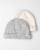 Baby 2-Pack Organic Cotton Rib Caps, image 1 of 3 slides