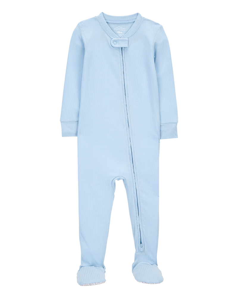 Baby Solid PurelySoft Footie 1-Piece Pyjamas - Blue, image 1 of 5 slides