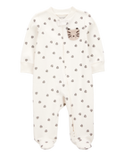 Baby Boy Tiger Print 2-Way Zip Cotton Sleeper, image 1 of 4 slides