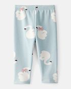 Baby Girl Swan Pull-On Stretch Cozy Leggings - Blue, image 1 of 5 slides