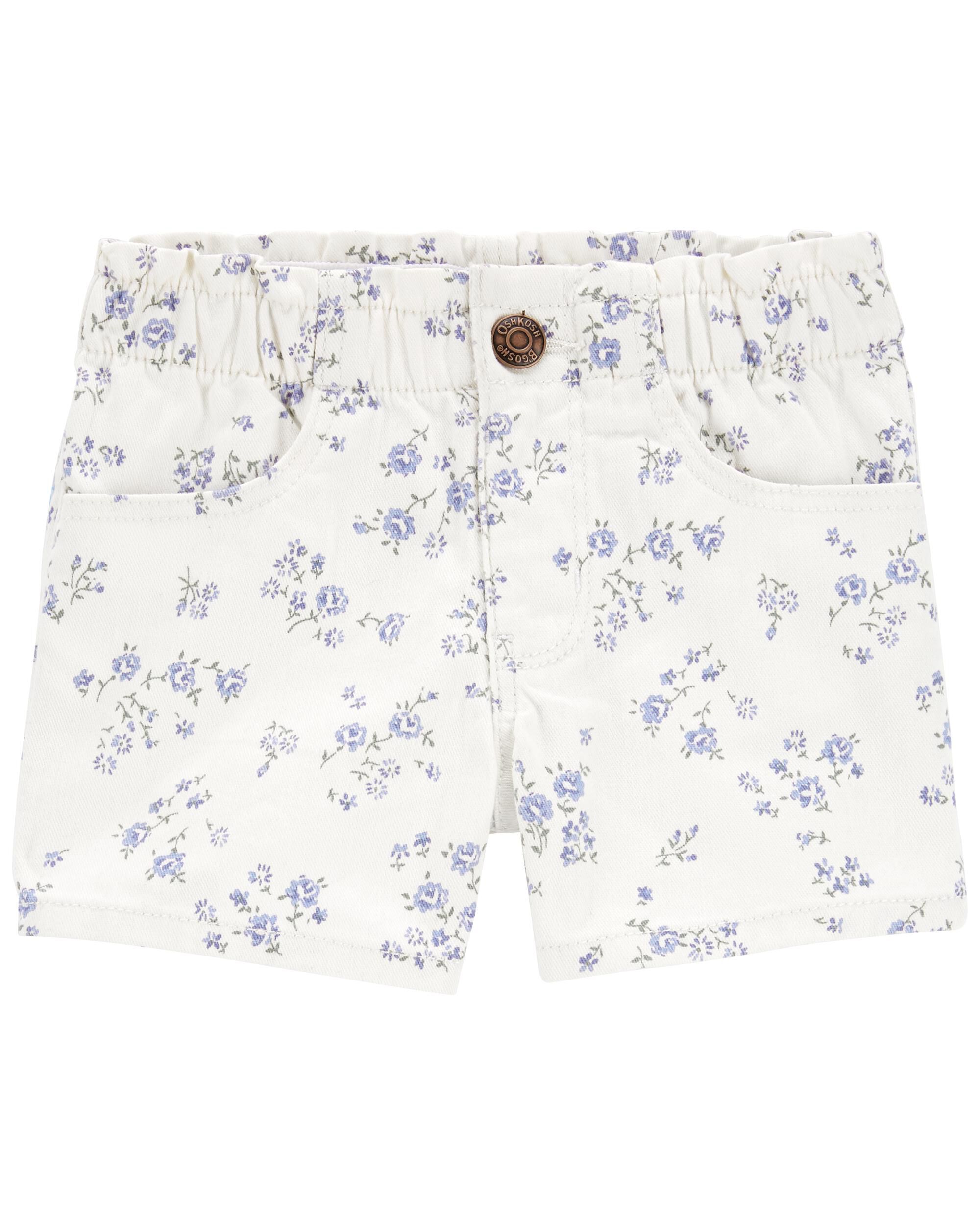 Floral Print Paperbag Twill Shorts