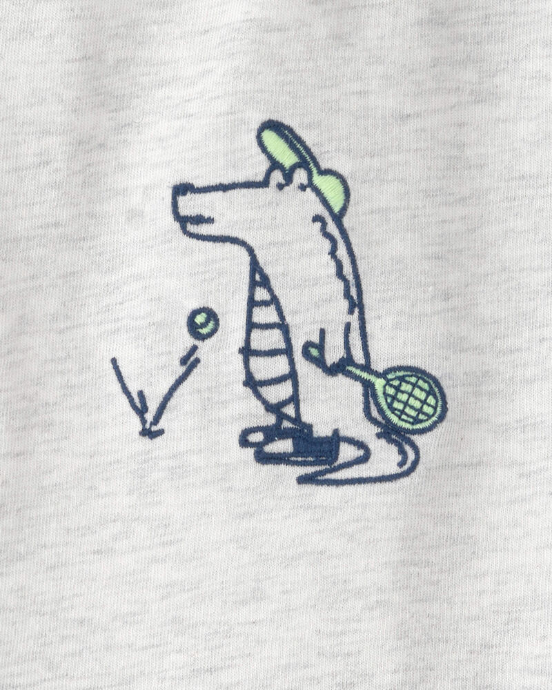 Toddler Boy Alligator Polo Shirt - Blue/Grey, image 4 of 5 slides