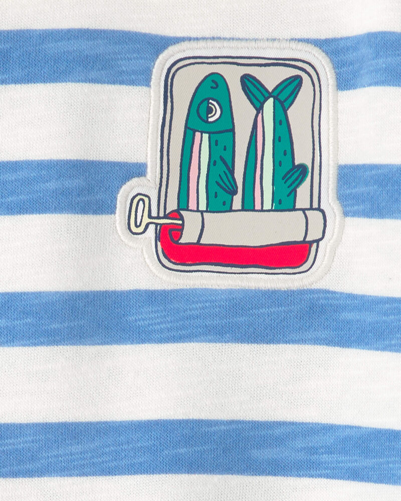 Toddler Boy Striped French Terry Pullover Sweatshirt - Blue/White, image 4 of 5 slides