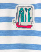 Toddler Boy Striped French Terry Pullover Sweatshirt - Blue/White, image 4 of 5 slides