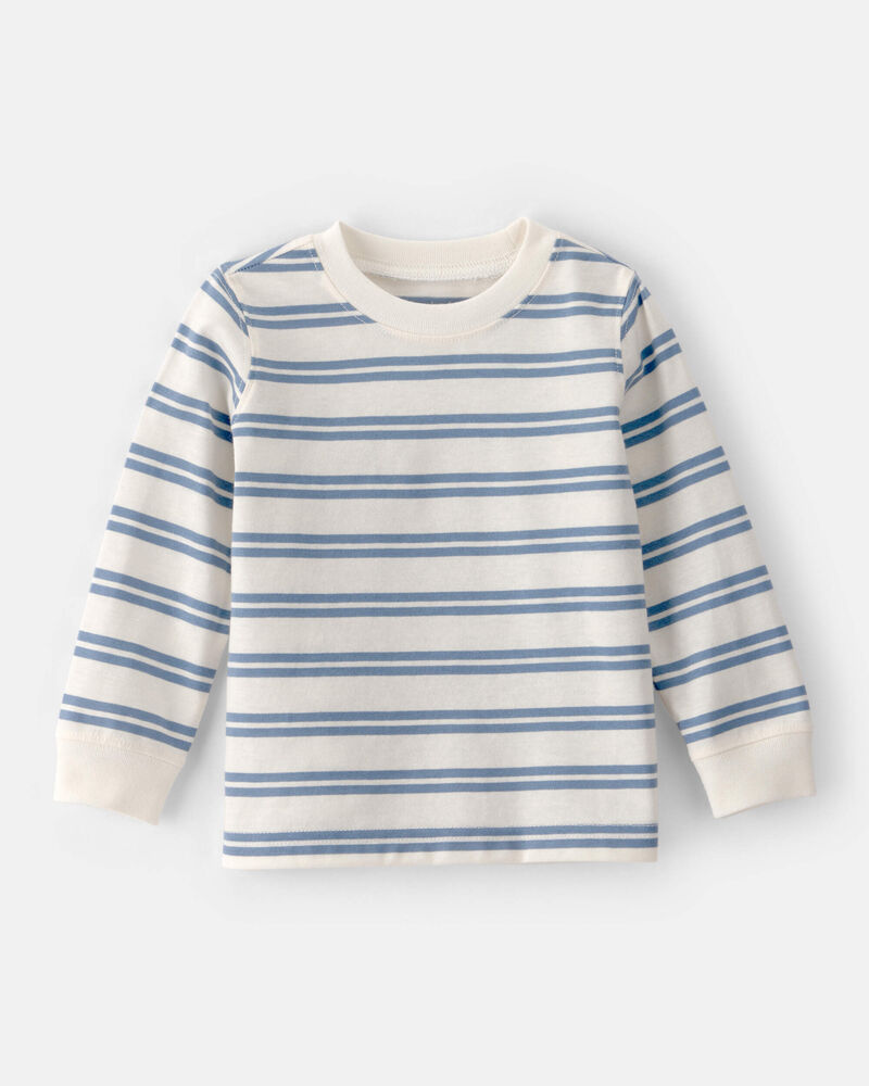 Baby Boy Striped Long-Sleeve T-Shirt - Blue, image 1 of 3 slides