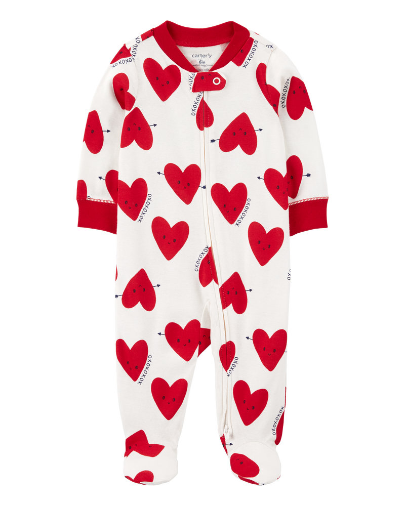 Baby Girls Baby Valentine s Day Heart 2 Way Zip Cotton Sleeper 9M Carter s