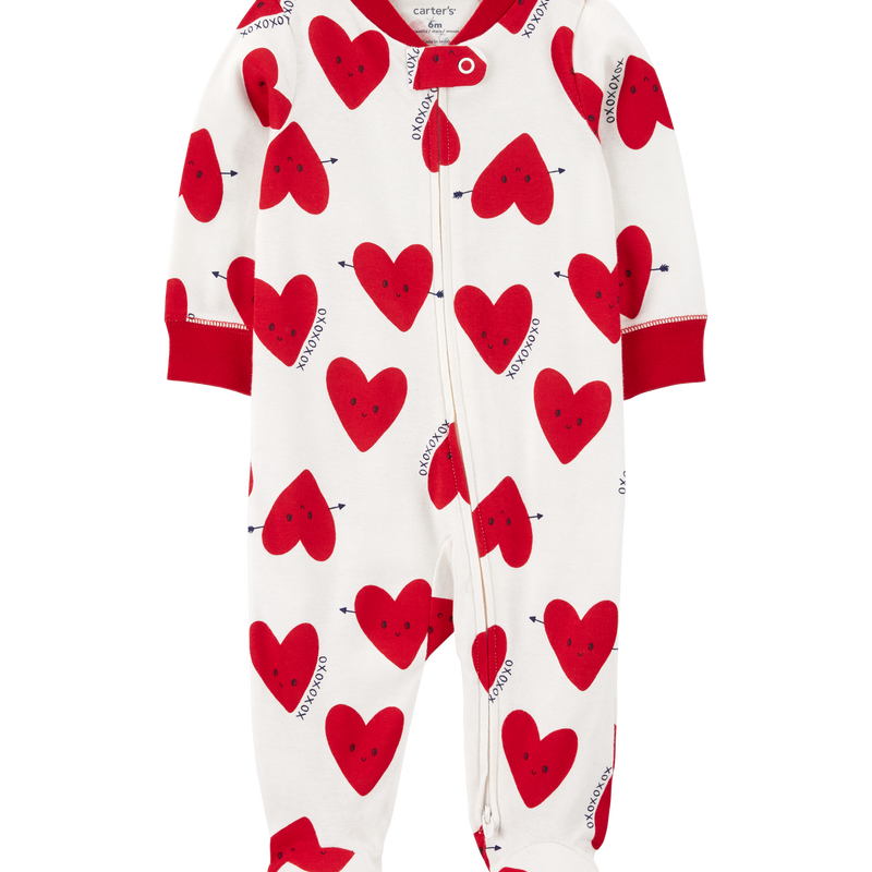 Baby Girls Baby Valentine s Day Heart 2 Way Zip Cotton Sleeper 9M Carter s