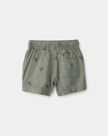 Baby Boy Cactus Drawstring Shorts - Olive, 
