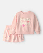 Toddler Girl 2-Piece Easter 'So Very Hoppy' French Terry Top & Skort Set - Pink, image 1 of 6 slides