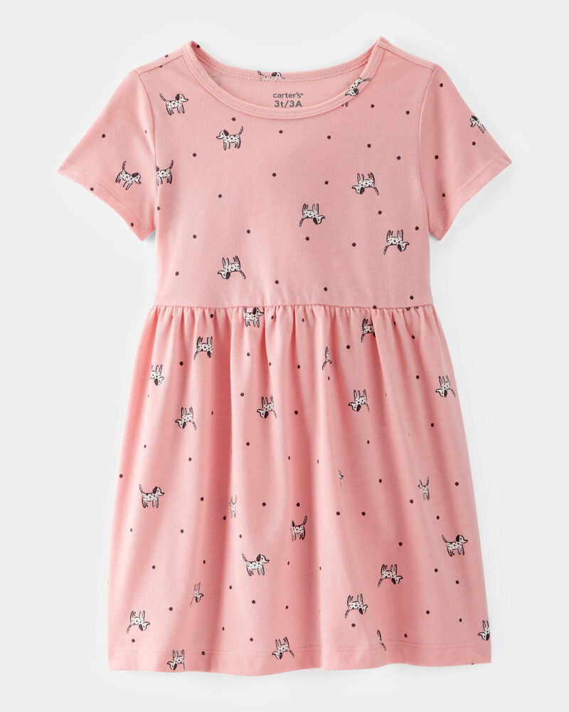 Toddler Girl Dog Print Dress, image 1 of 4 slides