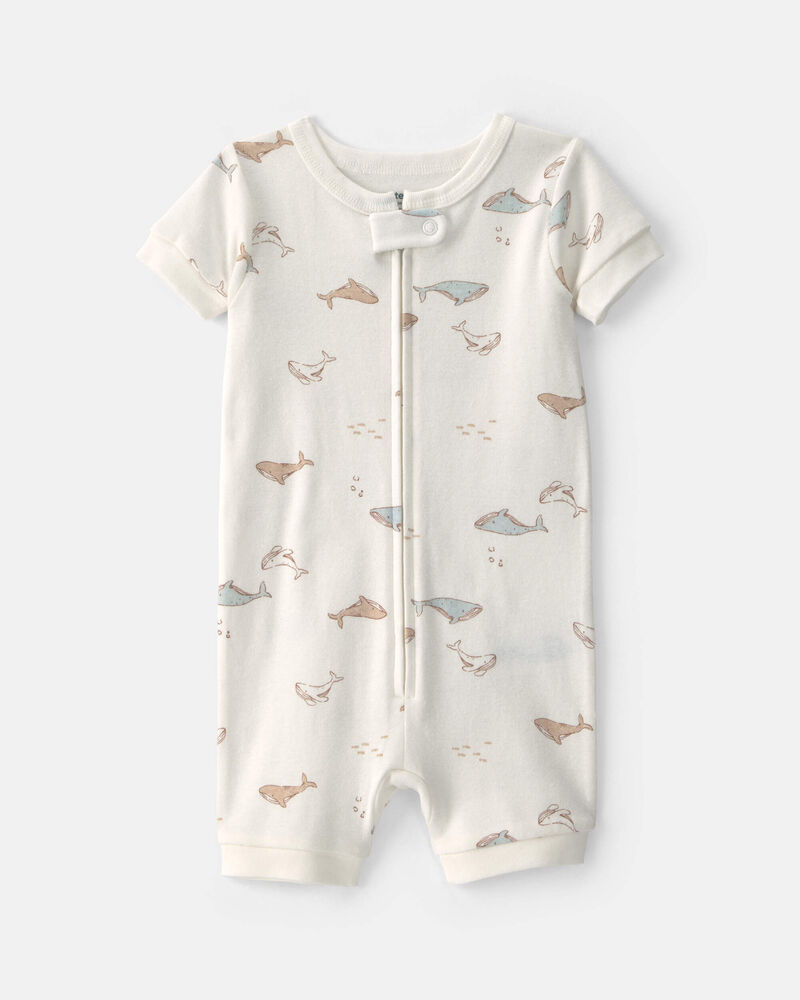 Baby Whale 100% Cotton 1-Piece Romper Pyjama - Ivory | Carter’s Oshkosh Canada
