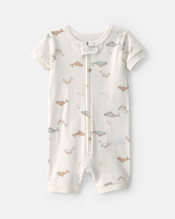 Baby Whale 100% Cotton 1-Piece Romper Pyjama - Ivory, 