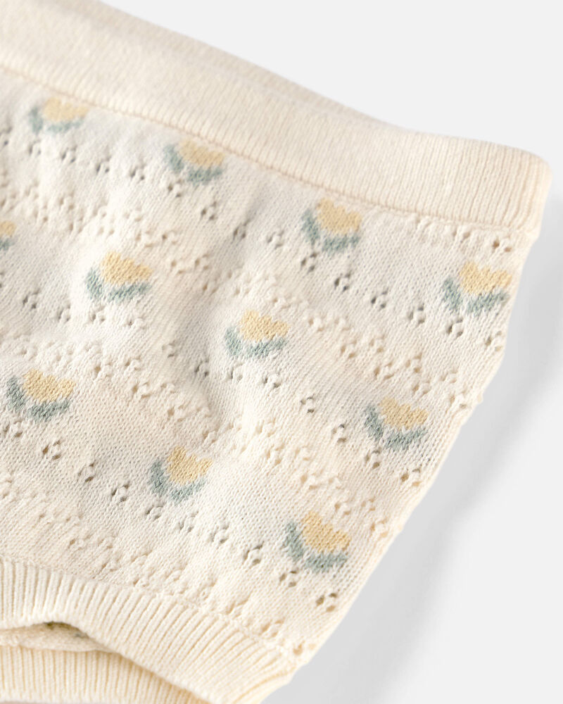 Baby Girl Organic Cotton Sweater Set in Yellow Floral, image 3 of 5 slides