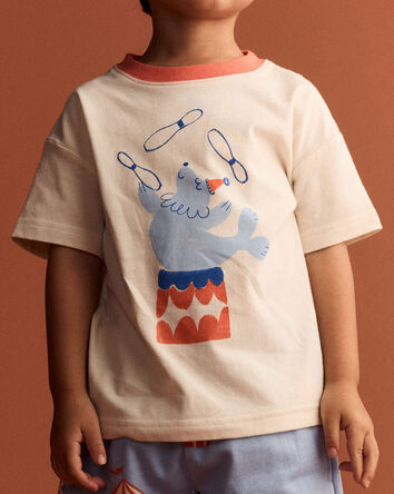 Tout-petit - T-shirt d&eacute;contract&eacute; &agrave; imprim&eacute; jonglerie - Cr&egrave;me, 