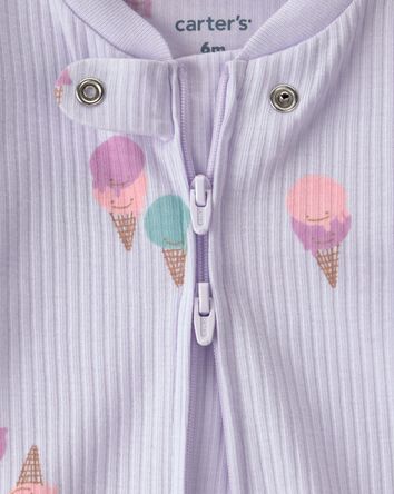 Baby Girl Ice Cream 2-Way Zip Sleeper - Purple, 