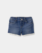 Toddler Girl Eyelet Trim Denim Shorts - Dark Wash, image 1 of 4 slides