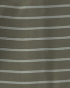 Baby Boy Striped PurelySoft&trade; Long-Sleeve Jumpsuit - Olive Green, image 4 of 6 slides