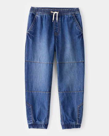 Kid Tapered Iconic Denim Drawstring Joggers - Medium Wash, 