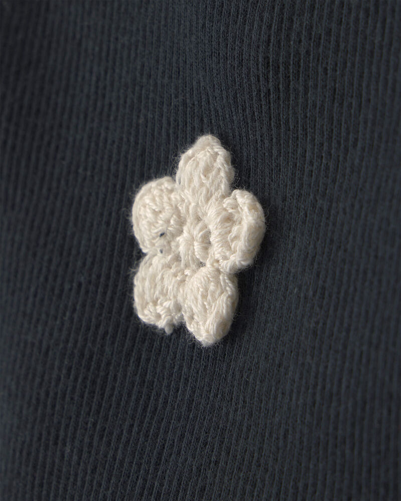 B&eacute;b&eacute; fille - Ensemble 2 pi&egrave;ces haut &agrave; appliqu&eacute;s floraux et short - Noir, image 4 sur 5 diapositives