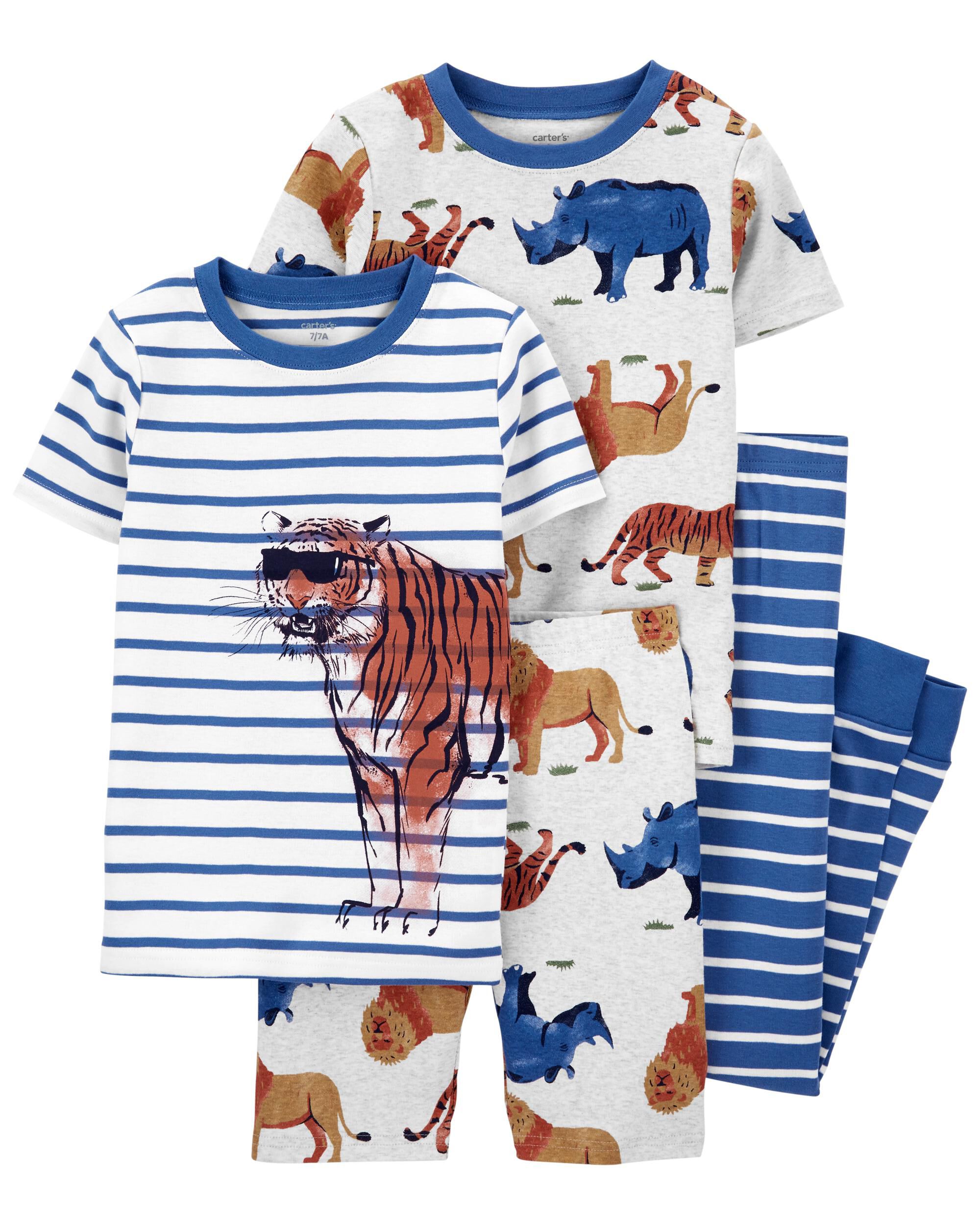 4 Piece Tiger 100 Snug Fit Cotton Pyjamas