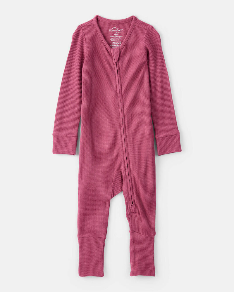Baby Girl PurelySoft Long-Sleeve Sleeper- Pink, image 1 of 8 slides