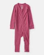 Baby Girl PurelySoft Long-Sleeve Sleeper- Pink, image 1 of 8 slides
