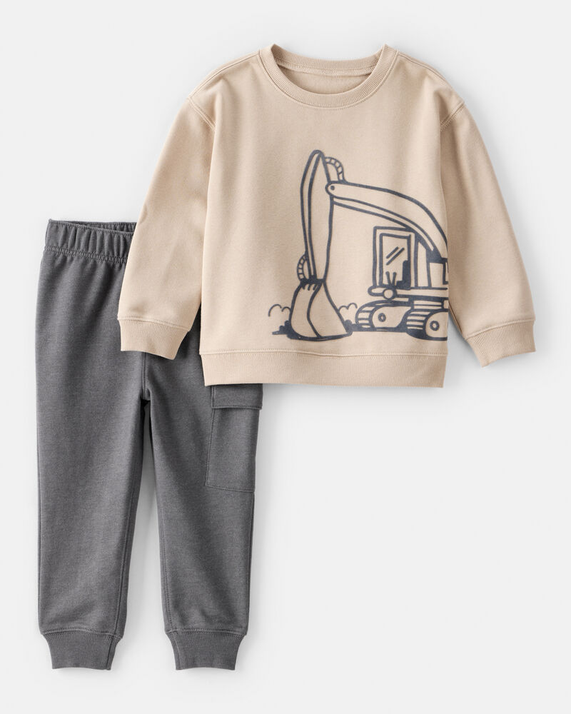 Toddler Boy 2-Piece DayDream Fleece Construction Long-Sleeve Tee & Pant Set, image 1 of 6 slides