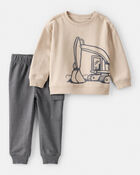 Toddler Boy 2-Piece DayDream Fleece Construction Long-Sleeve Tee & Pant Set, image 1 of 6 slides
