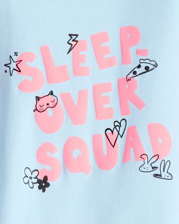 Girls 100% Cotton Snug Fit 4-Piece Pyjamas - Blue/White, 