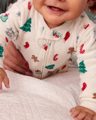 Baby 1-Piece 'Feliz Navidad' Christmas 100% Cotton Snug Fit Footed Pyjama - Navy Blue, image 6 of 8 slides