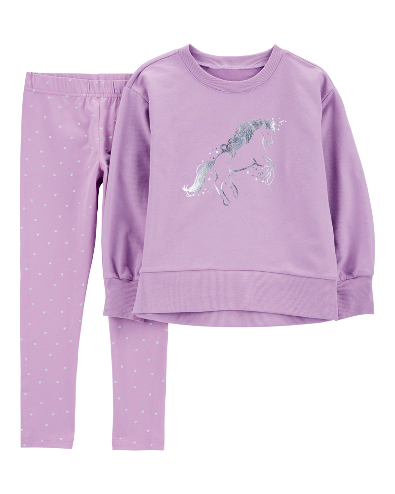Purple Kid 2 Piece Unicorn Pullover Legging Set Carter s Oshkosh Canada