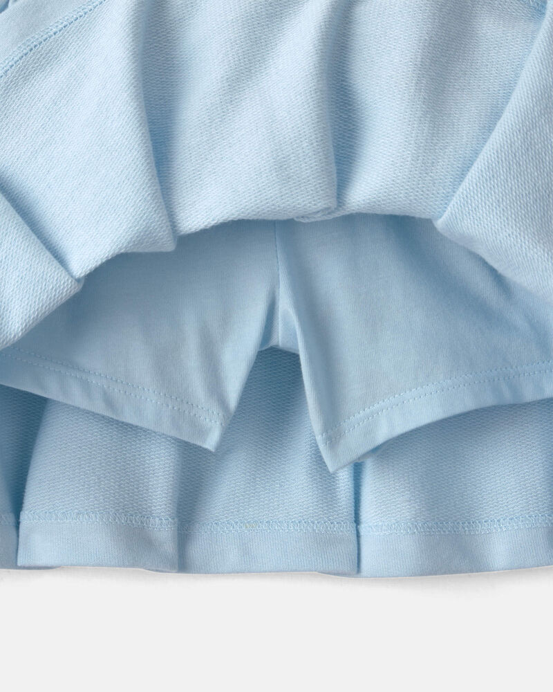 Girls French Terry Smocked Skort - Blue, image 2 of 4 slides