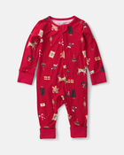 Baby Christmas PurelySoft&trade; 2-Way Zip Sleep & Play Pyjamas - Red, image 1 of 9 slides